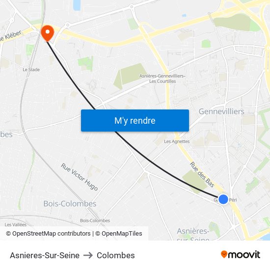 Asnieres-Sur-Seine to Colombes map