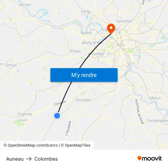Auneau to Colombes map