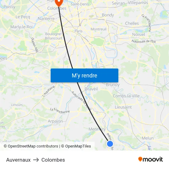 Auvernaux to Colombes map