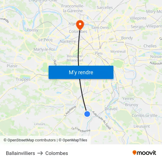 Ballainvilliers to Colombes map