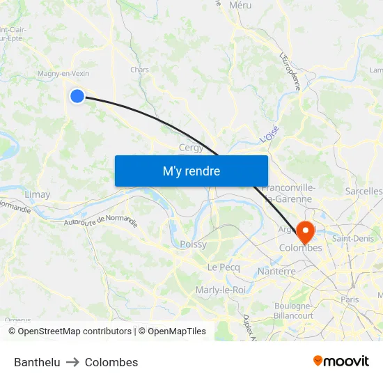 Banthelu to Colombes map