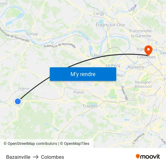 Bazainville to Colombes map
