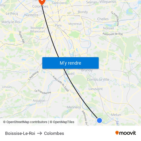 Boissise-Le-Roi to Colombes map