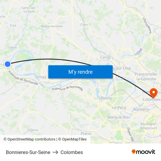 Bonnieres-Sur-Seine to Colombes map