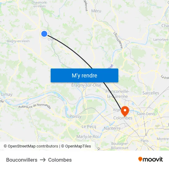 Bouconvillers to Colombes map