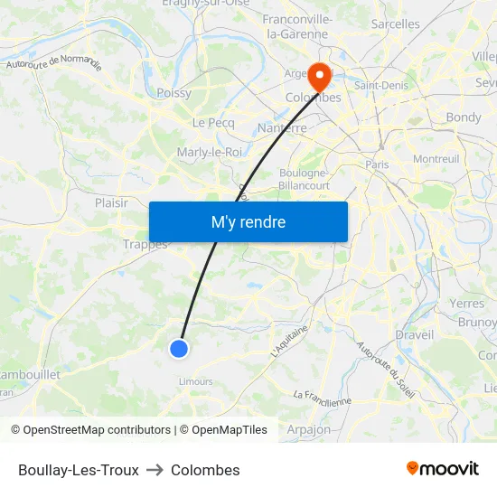 Boullay-Les-Troux to Colombes map