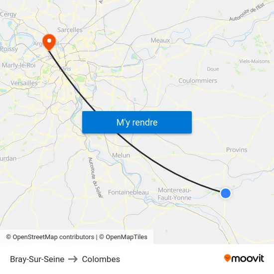 Bray-Sur-Seine to Colombes map