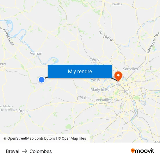 Breval to Colombes map