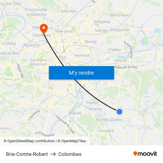 Brie-Comte-Robert to Colombes map