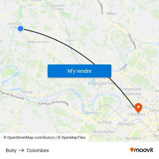 Buhy to Colombes map