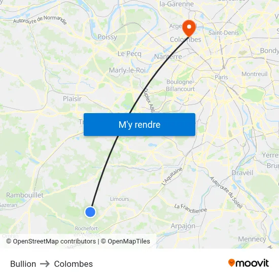 Bullion to Colombes map