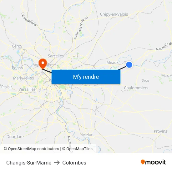 Changis-Sur-Marne to Colombes map