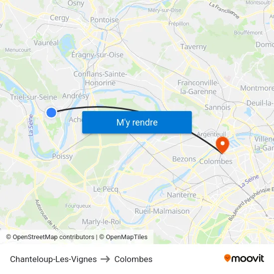 Chanteloup-Les-Vignes to Colombes map