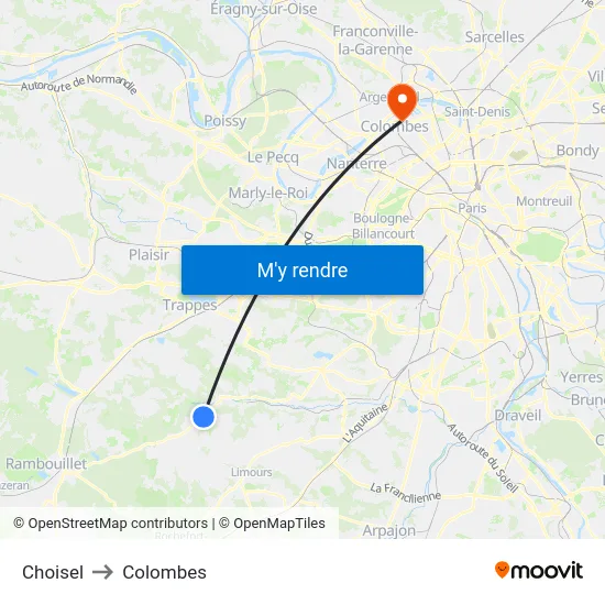 Choisel to Colombes map