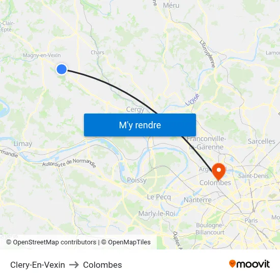 Clery-En-Vexin to Colombes map