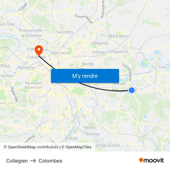 Collegien to Colombes map