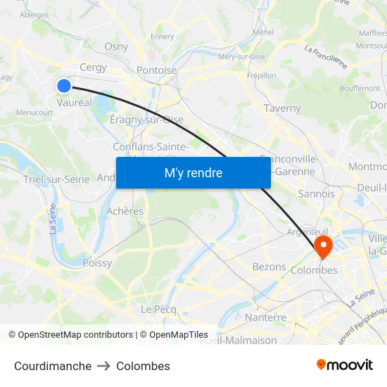 Courdimanche to Colombes map