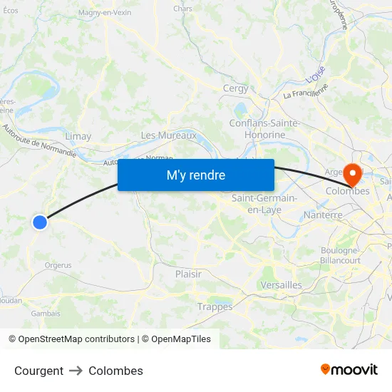 Courgent to Colombes map