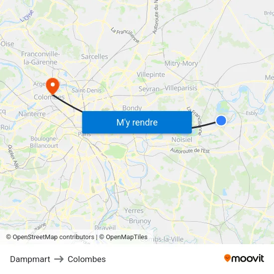 Dampmart to Colombes map
