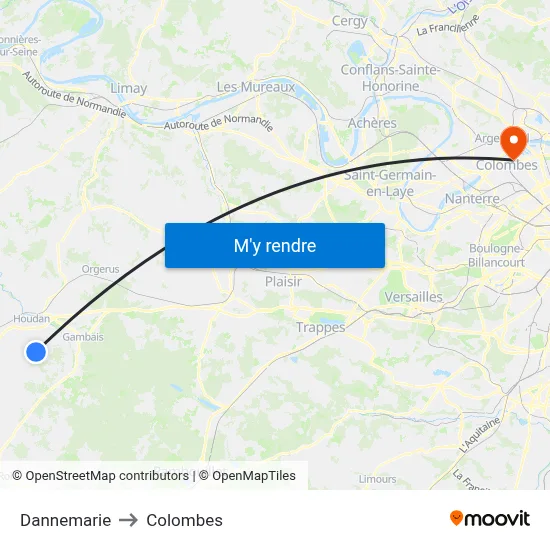 Dannemarie to Colombes map