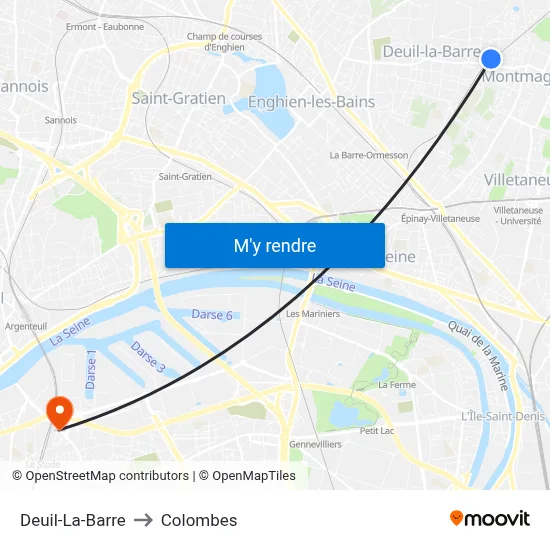 Deuil-La-Barre to Colombes map