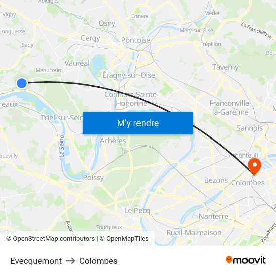 Evecquemont to Colombes map
