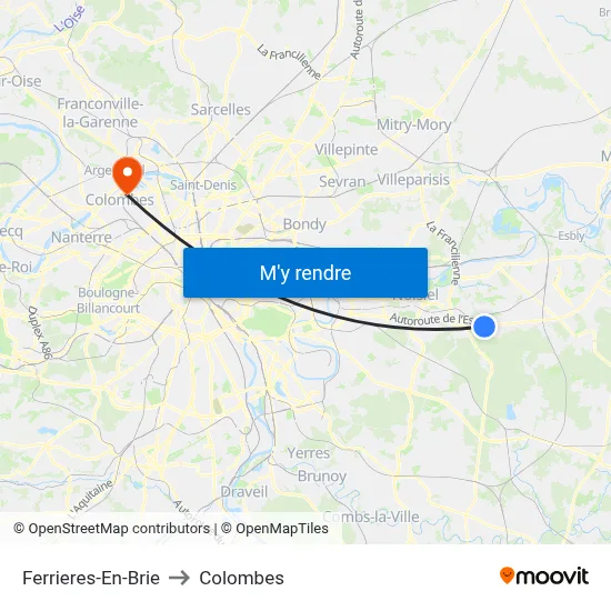 Ferrieres-En-Brie to Colombes map