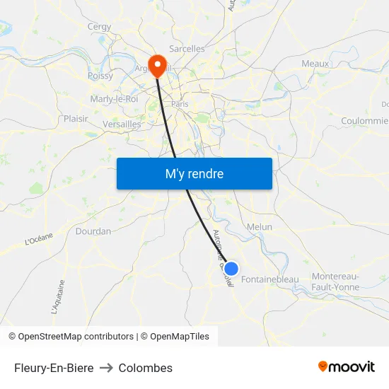 Fleury-En-Biere to Colombes map