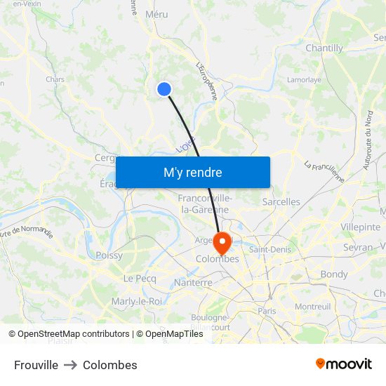 Frouville to Colombes map