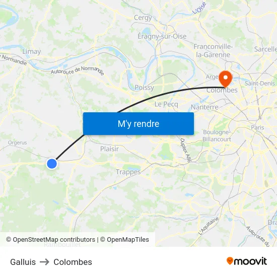 Galluis to Colombes map
