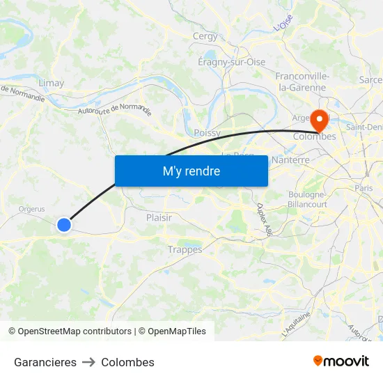Garancieres to Colombes map