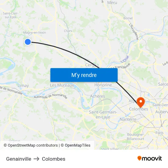 Genainville to Colombes map
