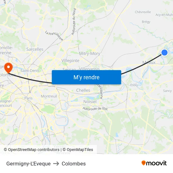 Germigny-L'Eveque to Colombes map