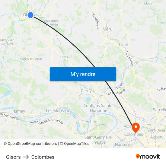 Gisors to Colombes map