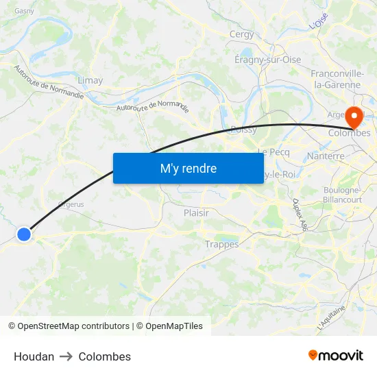 Houdan to Colombes map