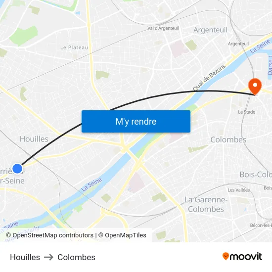 Houilles to Colombes map