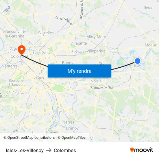 Isles-Les-Villenoy to Colombes map