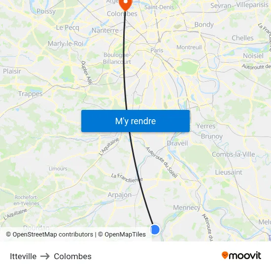 Itteville to Colombes map