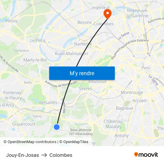 Jouy-En-Josas to Colombes map