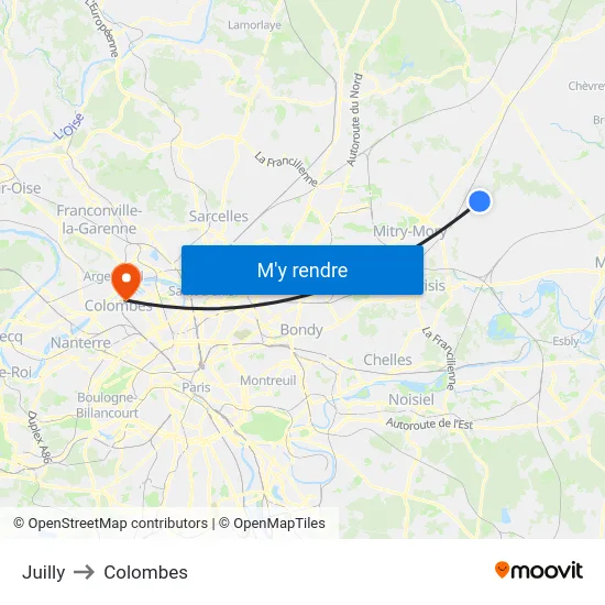 Juilly to Colombes map