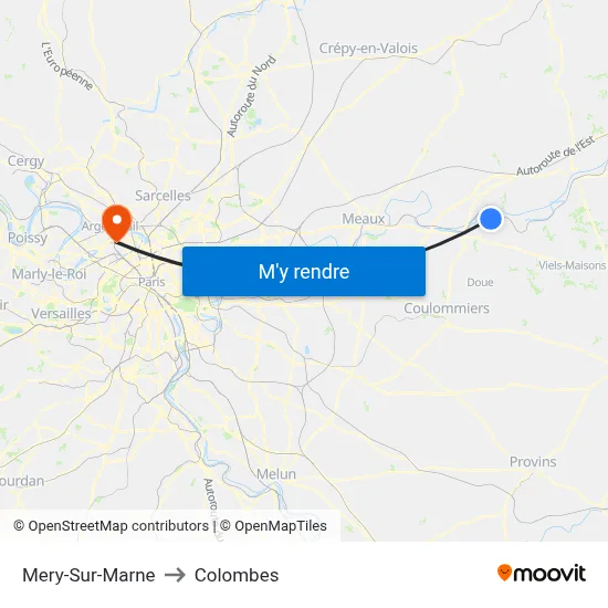 Mery-Sur-Marne to Colombes map