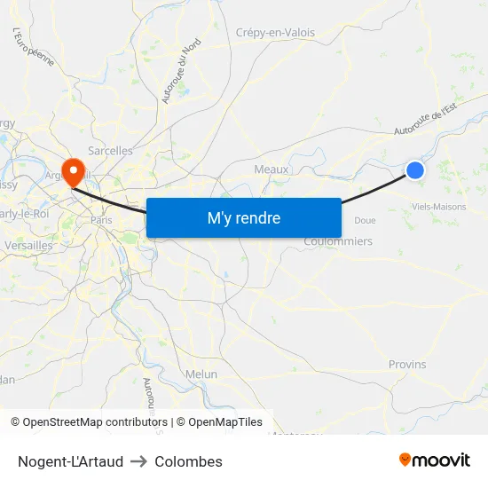 Nogent-L'Artaud to Colombes map