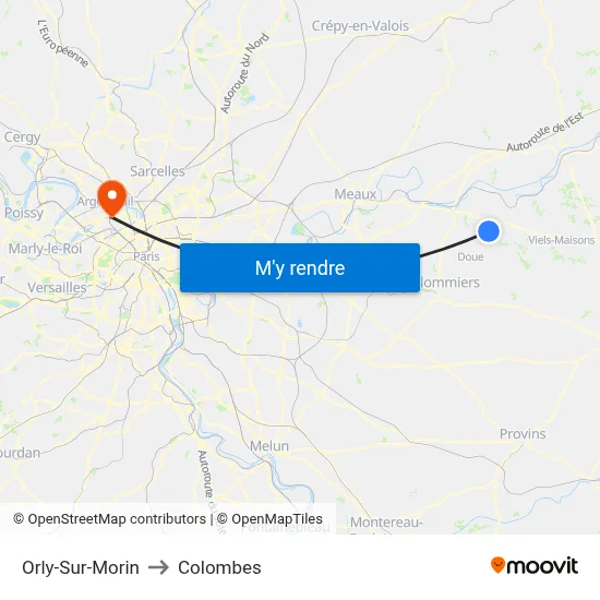 Orly-Sur-Morin to Colombes map