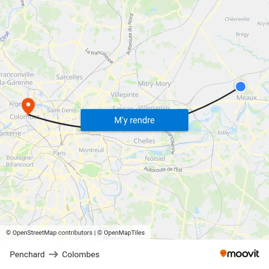 Penchard to Colombes map