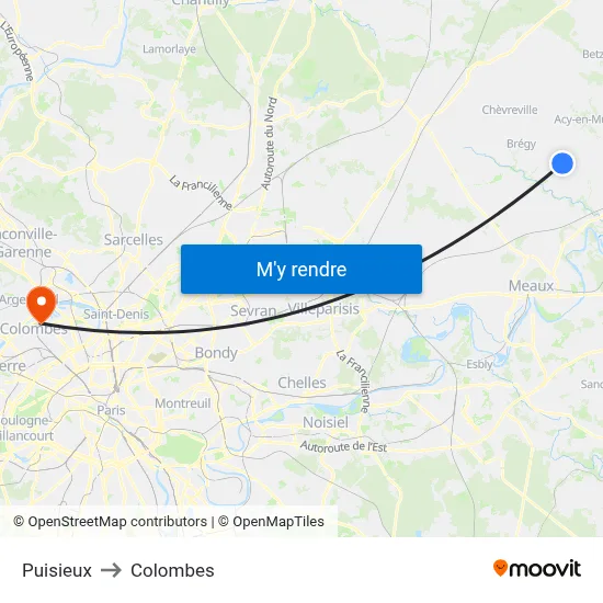 Puisieux to Colombes map