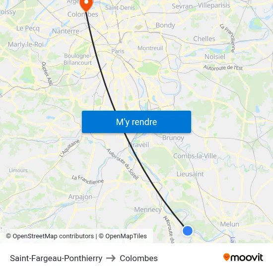 Saint-Fargeau-Ponthierry to Colombes map