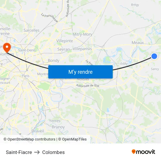 Saint-Fiacre to Colombes map