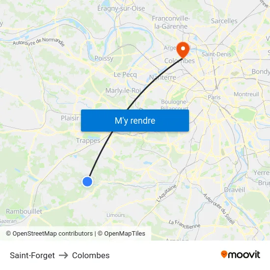Saint-Forget to Colombes map
