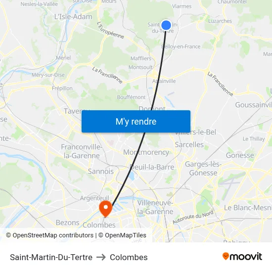 Saint-Martin-Du-Tertre to Colombes map