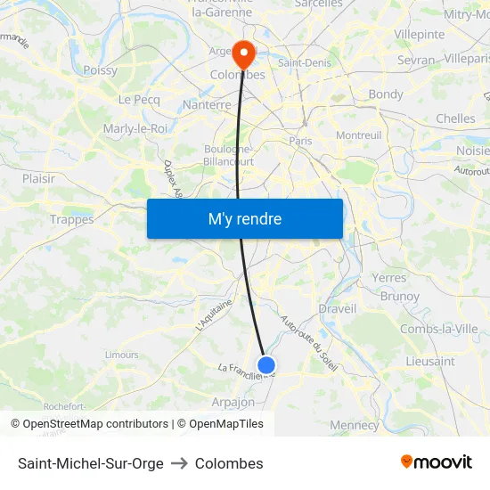 Saint-Michel-Sur-Orge to Colombes map
